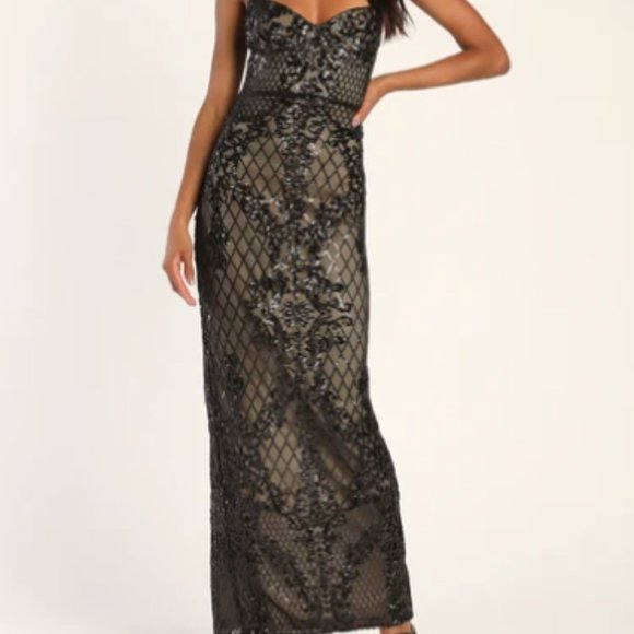 Lulus Dresses & Skirts - Moonlit Love Black Sequin Sleeveless Maxi Dress